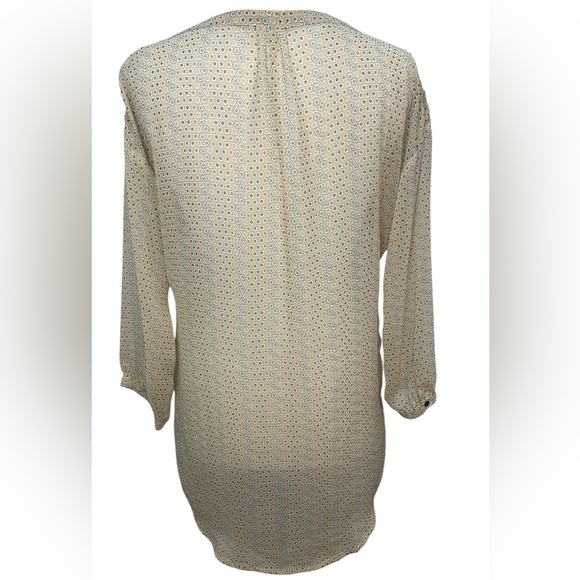 Zara TRF Tan Bib Collar Blouse Relaxed Buttoned - Picture 2 of 4